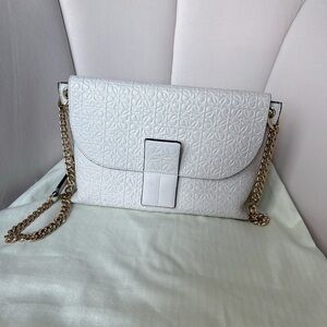Loewe White Textured Leather Wristlet Clutch